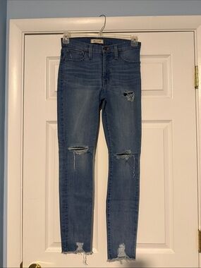 Madewell Mid Blue Skinny Distressed Jeans